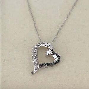 Kay Jewelers Silver and Black Heart Necklace